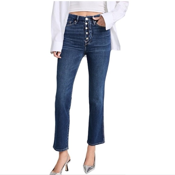 Good American Good Curve Exposed Button High Rise Straight Jean - Picture 8 of 14
